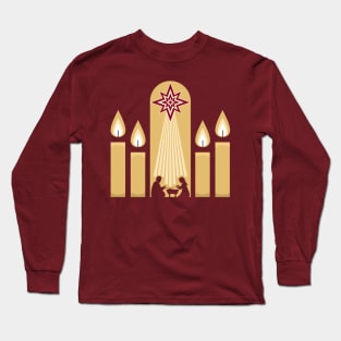 Four Advent candles lit in anticipation of the birth of Jesus Christ Long Sleeve T-Shirt